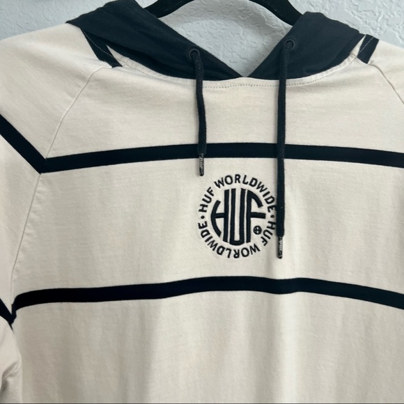 Huf black and white hooded long sleeve size large - Picture 8 of 11